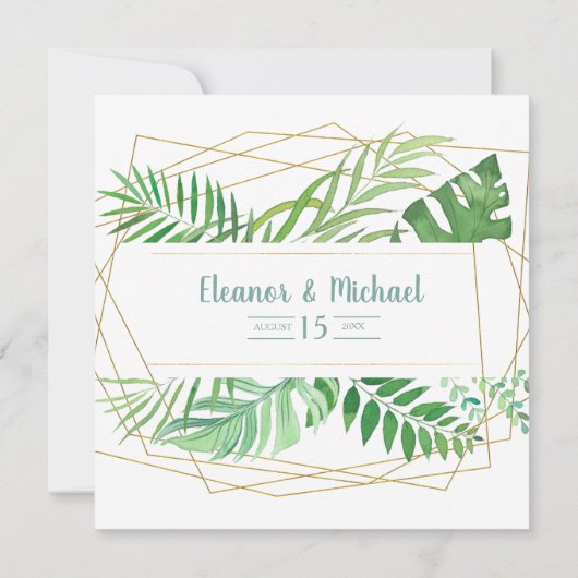 Elegante groene lente of zomer tuin bruiloft kaart (Achterkant)