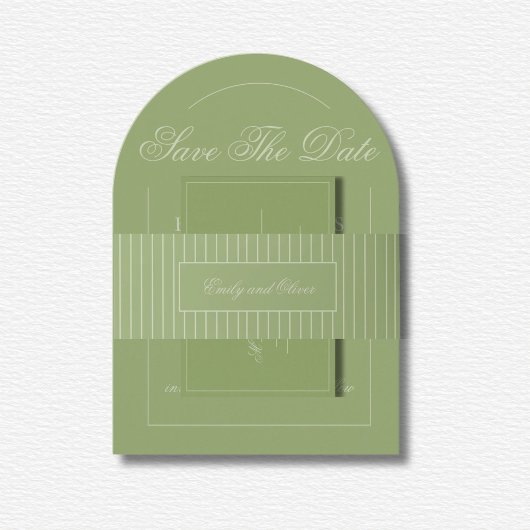 Elegante groene lijnen bruiloft uitnodigingen wikkel