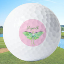 Elegante Groene Luna Moth Custom Naam Dames Roze