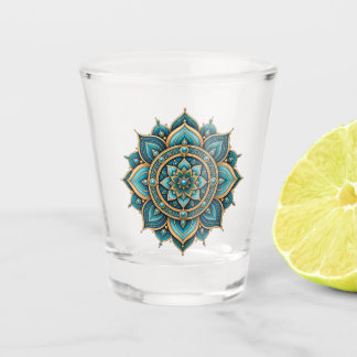 Elegante groene mandala bloemige geometrische graf shot glas