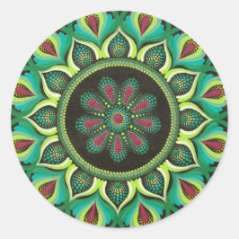 Elegante groene mandala | Boheemse zen minimalisti Ronde Sticker