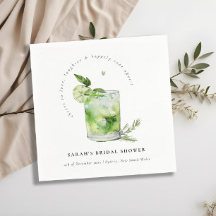Elegante Groene Margarita Cocktail Bruidsdouche Servet