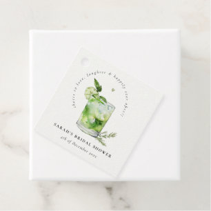 Elegante Groene Margarita Cocktail Bruidsfeest Bedankjes Labels