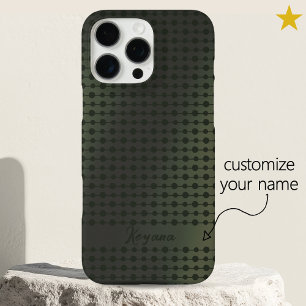 Elegante groene metalen stippen lijnpatroon aangep iPhone 16 pro max hoesje