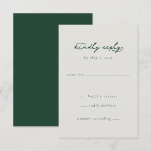 Elegante Groene Minimalistische Antwoordkaart RSVP Kaartje