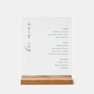 Elegante groene minimalistische barmenu acryl bord