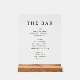 Elegante groene minimalistische barmenu acryl bord