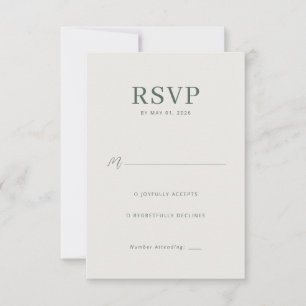 Elegante Groene Minimalistische RSVP Kaartje