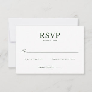 Elegante Groene Minimalistische RSVP Kaartje