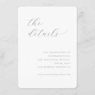 Elegante groene minimalistische trouwwebsitekaart informatiekaartje