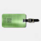 Elegante Groene Monogram Bagagelabel (Voorkant horizontaal)