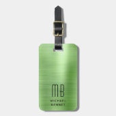Elegante Groene Monogram Bagagelabel (Voorkant verticaal)