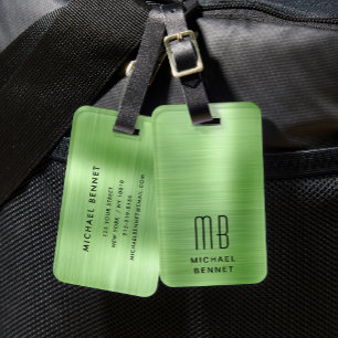 Elegante Groene Monogram Bagagelabel