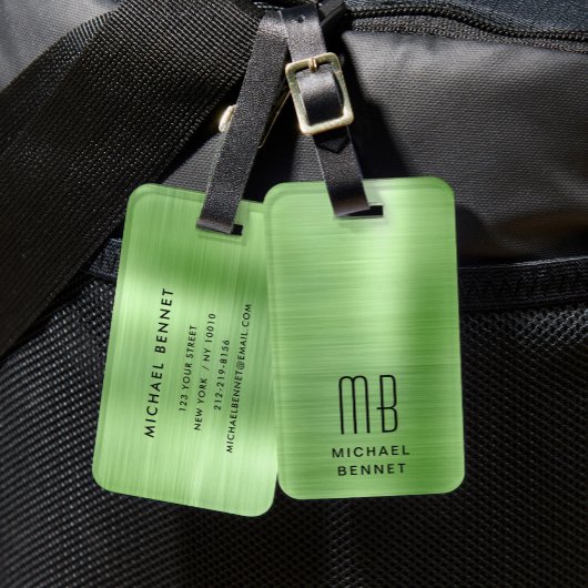 Elegante Groene Monogram Bagagelabel
