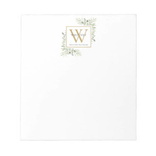 Elegante groene monogram naam notitieboek notitieblok