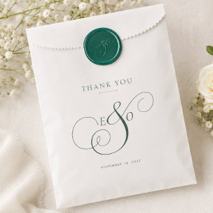 Elegante Groene Monogram Trouw Bedankzakje