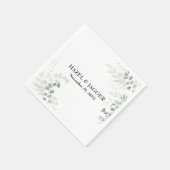 Elegante groene namen en datum gepersonaliseerd servet (Hoek)