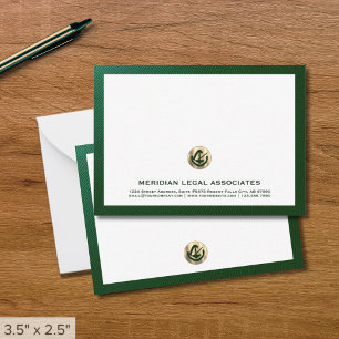 Elegante groene Notecard met gouden Logo Law Kanto Notitiekaartje