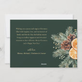 Elegante groene Oranje citrus kerst Feestdagenkaart (Achterkant)