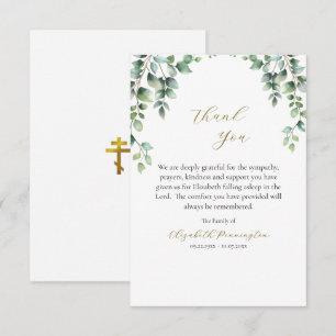 Elegante Groene Orthodoxe Christelijke Rouwkaart Bedankkaart