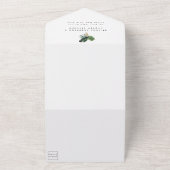 Elegante, groene palm, gouden (imitatie) rand all in one uitnodiging (Buitenkant)