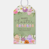 Elegante groene pastel Wildflowers Happy Easter Cadeaulabel (Voorkant)