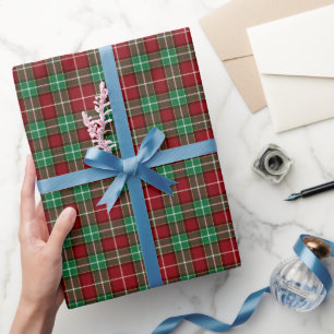Elegante groene & rode tartan geruite Gepersonalis Cadeaupapier