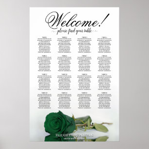 Elegante Groene Roos 16 Tafel Zitplaatskaart Poster