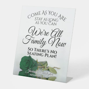 Elegante Groene Roos Open Zitting Trouwfeest Reclamebord Met Voetstuk