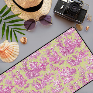 Elegante  groene roze toile de jouy bureaumat