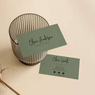 Elegante groene rustieke minimalistische Boho Chic Visitekaartje
