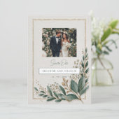 Elegante groene Save the Date-uitnodiging Date (Staand voorkant)