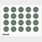 Elegante groene script prettige feestdagen ronde sticker (Vel)