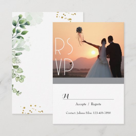 Elegante Groene Script RSVP Uitnodiging (Voorkant / Achterkant)
