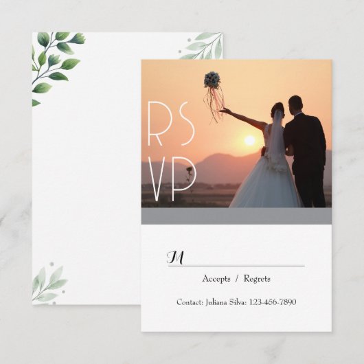 Elegante Groene Script RSVP Uitnodiging (Voorkant / Achterkant)