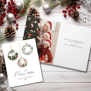 Elegante Groene Sierobject Foto Kerstkaart Kaart