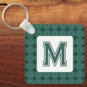 Elegante Groene Sleutelhanger met Monogram (Voorkant)