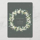 Elegante groene sneeuwbes + eucalyptus winter brui programma (Achterkant)