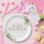 Elegante groene stoffige roze meisje baby shower papieren bordje (Feest)