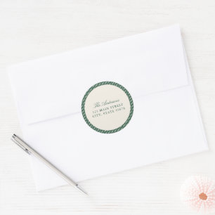 Elegante groene strepen retouradres ronde sticker