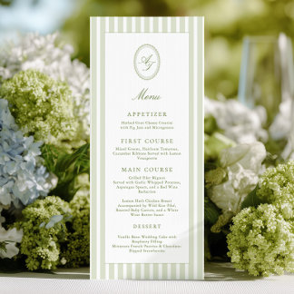 Elegante groene strepen trouwmenu menu