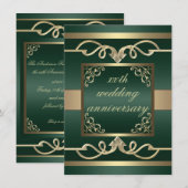 Elegante groene Swoop huwelijksjubileum uitnodigin Kaart (Voorkant / Achterkant)