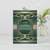 Elegante groene Swoop huwelijksjubileum uitnodigin Kaart (Staand voorkant)