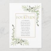 Elegante Groene Tafel Nummer 14 Stoelenplattegrond Kaart (Achterkant)