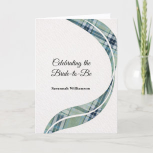 Elegante Groene Tartan Gebogen Minimalistische Bru Kaart