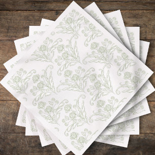 Elegante groene toile bloemencocktail servet