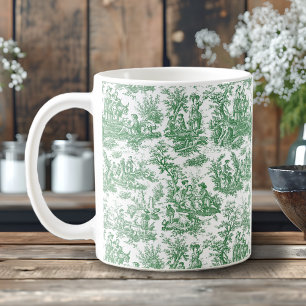 Elegante  groene toile de jouy koffiemok