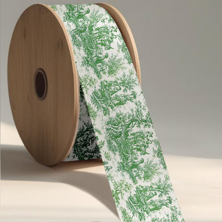 Elegante groene toile de jouy lint