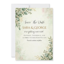 Elegante groene trouw 'Save the date'-uitnodiging