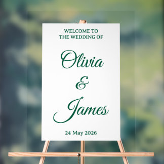 Elegante groene typografie trouwwelkom acryl bord
